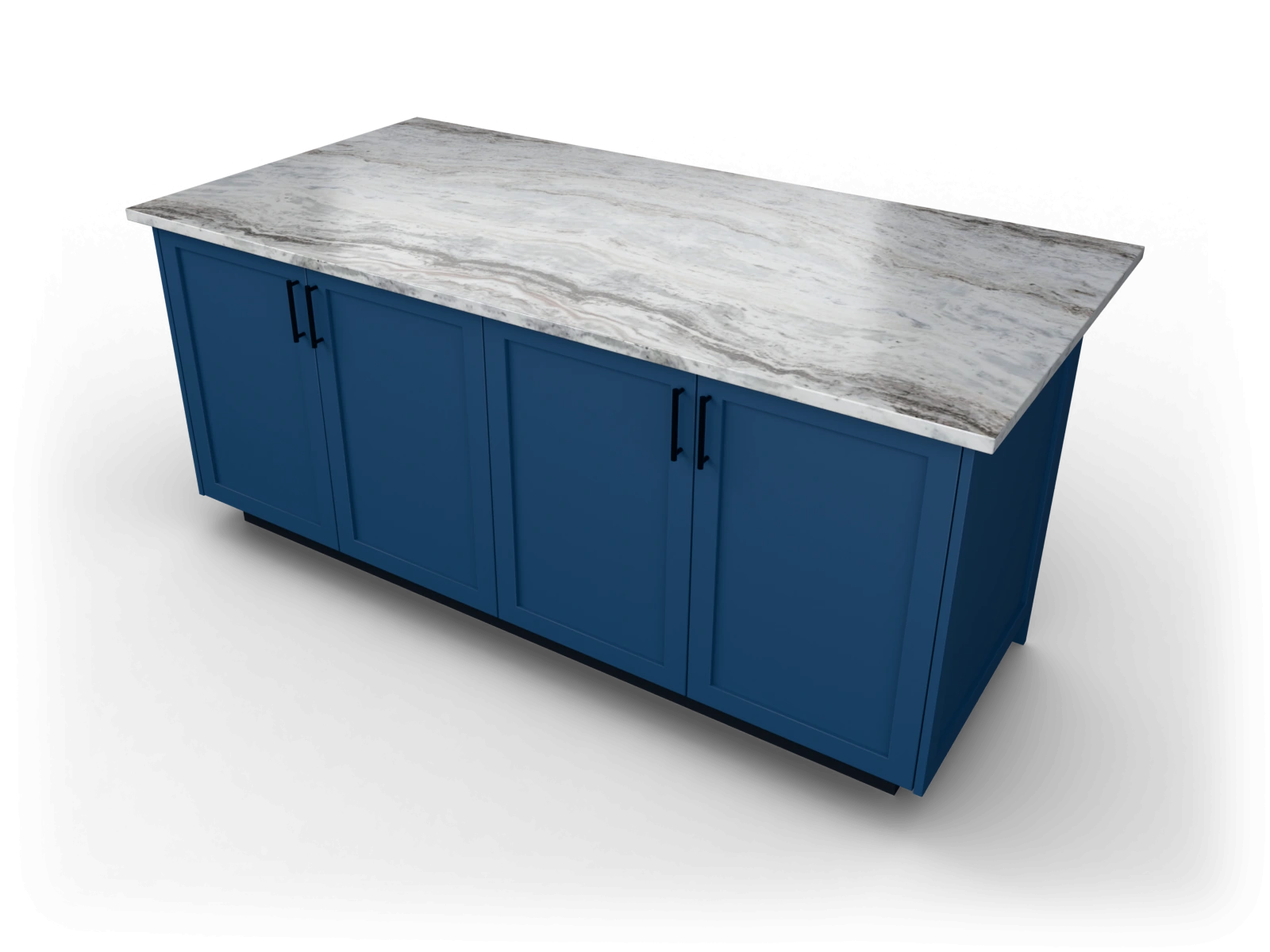 3D model of a kitchen island with a stone top